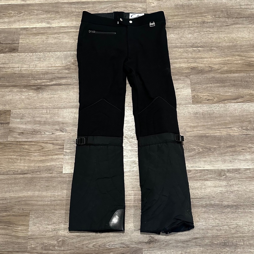 Subalp Vintage Black Ski Pants Swiss Fabric Wool Blend Mens Size 34 Made in HK